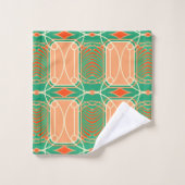 Art Deco Flamingo Roze en Aqua Handdoeken (Wasdoekje)