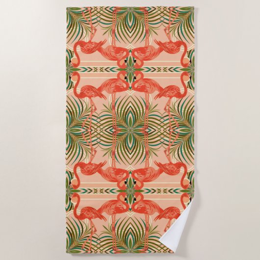 Art Deco Flamingo Strandlaken (Voorkant)