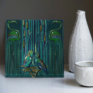 Art Deco Flamingo Wanddecoratie Art Nouveau Tegeltje