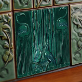 Art Deco Flamingo Wanddecoratie Art Nouveau Tegeltje