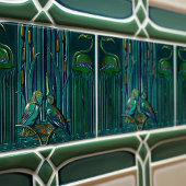 Art Deco Flamingo Wanddecoratie Art Nouveau Tegeltje