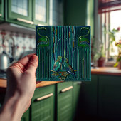 Art Deco Flamingo Wanddecoratie Art Nouveau Tegeltje