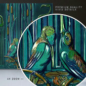 Art Deco Flamingo Wanddecoratie Art Nouveau Tegeltje