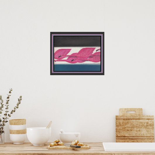 Art Deco "Flamingos in Flight" ca. 1930 Poster (Keuken)