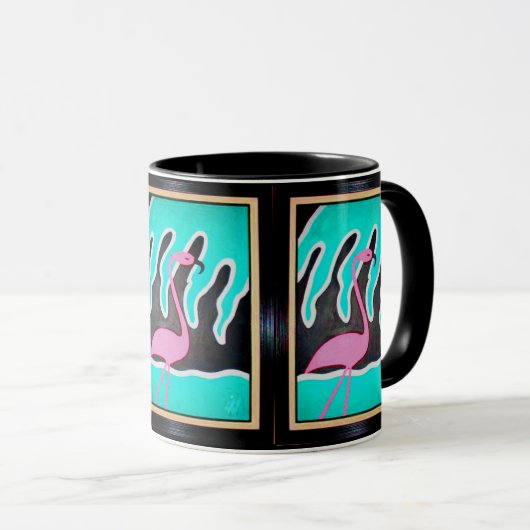 Art Deco Flamingos Mok (Voorkant rechts)