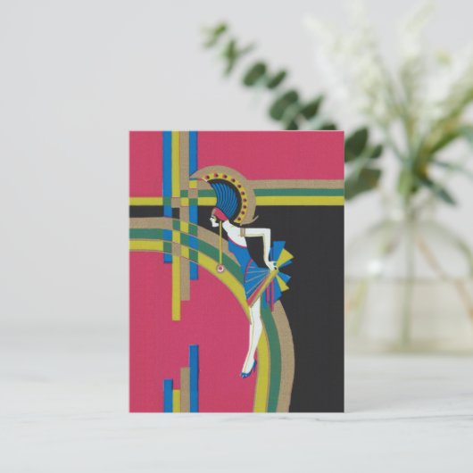Art Deco Flapper Briefkaart (Staand voorkant)