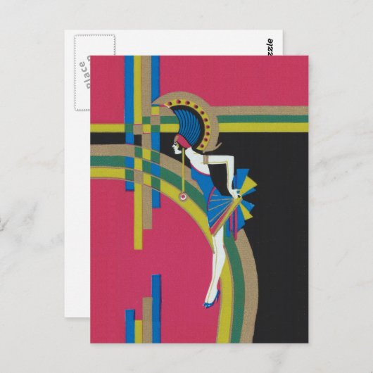 Art Deco Flapper Briefkaart (Voorkant / Achterkant)