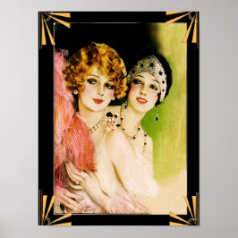 Art Deco Flapper dames Poster. Poster
