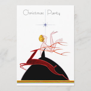 Art Deco Flapper en Hert Kerstfeest Party Kaart