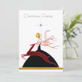 Art Deco Flapper en Hert Kerstfeestje Kaart (Staand voorkant)