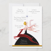 Art Deco Flapper en Hert Kerstfeestje Kaart (Achterkant)