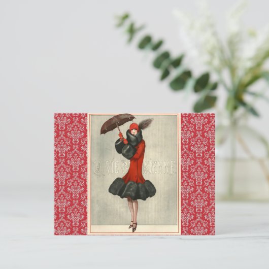  Art Deco Flapper Frans Mode Briefkaart (Staand voorkant)