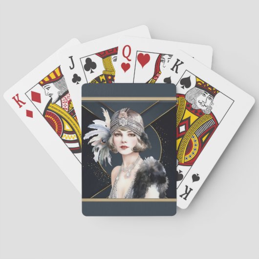 Art Deco Flapper Girl Pokerkaarten (Achterkant)