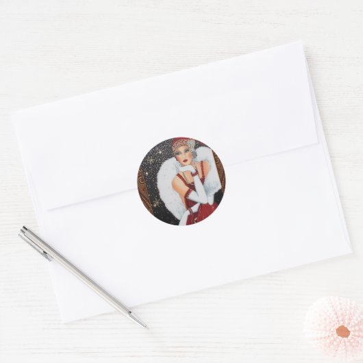 Art Deco Flapper Girl Sticker (Envelop)