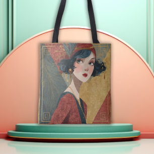 Art Deco Flapper Girl uit de jaren 20 Tote Bag