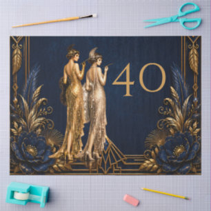 Art Deco flapper girls 40th Gatsby decoupage Tissuepapier