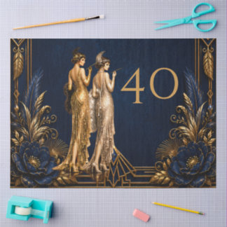 Art Deco flapper girls 40th Gatsby decoupage Tissuepapier