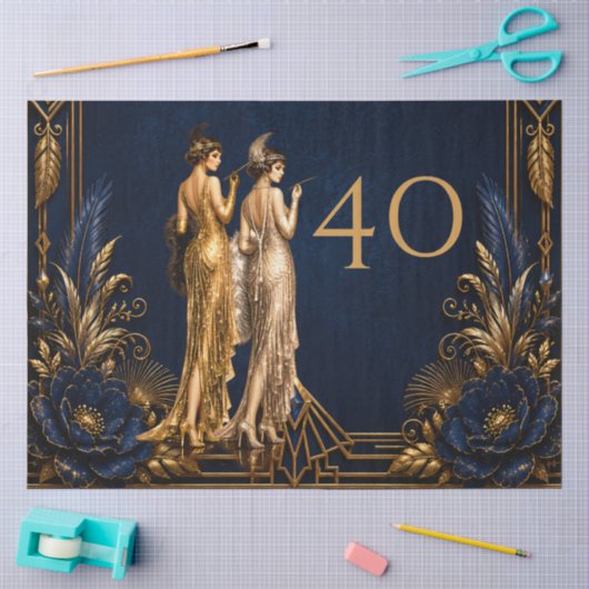 Art Deco flapper girls 40th Gatsby decoupage Tissuepapier (Craft)