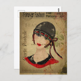 Art Deco Flapper Meisje Briefkaart