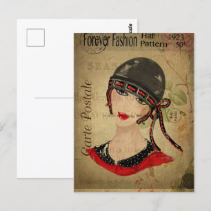 Art Deco Flapper Meisje Briefkaart