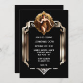 Art deco flapper meisje Gatsby chique viering Kaart (Voorkant / Achterkant)