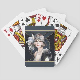 Art Deco Flapper Meisje Pokerkaarten