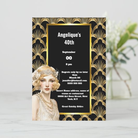 Art deco Flapper meisjes 1920's brullende twintige Kaart (Staand voorkant)