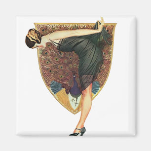 Art Deco Flapper met Pauw in vintage stijl  Magneet