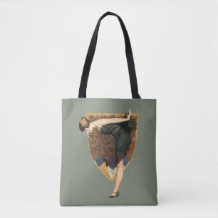 Art Deco Flapper met Pauw in vintage stijl Tote Bag