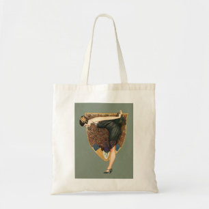Art Deco Flapper met Pauw in vintage stijl Tote Bag