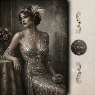 Art Deco Flapper Parel Glam Decoupage Tissuepapier