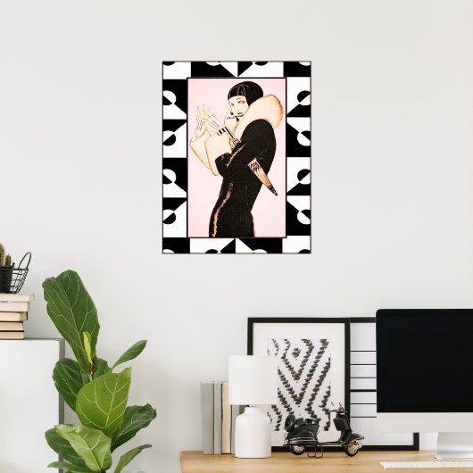 Art Deco Flapper (Rene Vincent 1920/30s) vertaalt  Poster (Thuiskantoor)