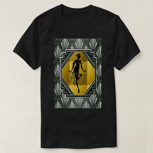 Art Deco Flapper Roaring 20s Gatsby Style Print T-shirt (Design voorkant)