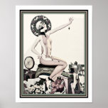 Art Deco Flapper Show Girl Poster<br><div class="desc">Kunst Deco,  die twintigers,  flapper showgirl,  poster in de schaduw van maaf,  groen,  zwart en wit.</div>