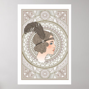 Art Deco Flapper uit het verleden Poster