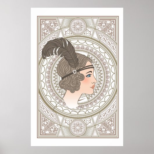 Art Deco Flapper uit het verleden Poster (Voorkant)