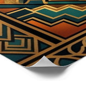 Art Deco Flapper Vrouw Portret Goud Teal Poster (Hoek)