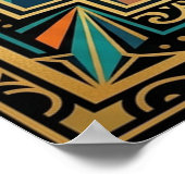 Art Deco Flapper Vrouw Portret Goud Teal Poster (Hoek)