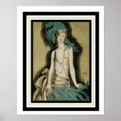 Art Deco "Flapper with Feathers" 16 x 20 Poster (Voorkant)