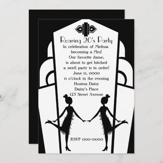 Art Deco Flappers Kaart (Voorkant / Achterkant)