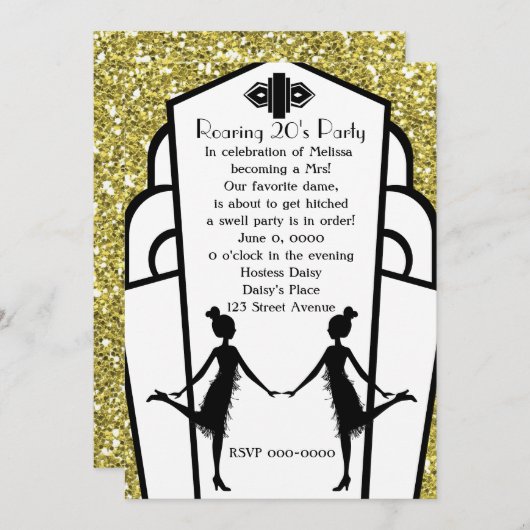 Art Deco Flappers Kaart (Voorkant / Achterkant)