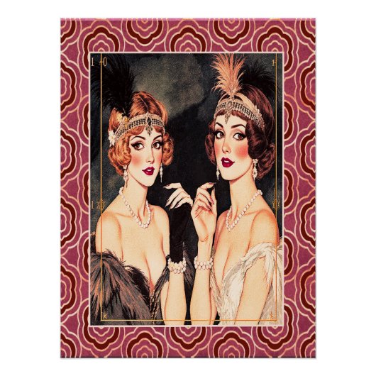Art Deco Flappers op het feest. Perfect Poster (Voorkant)
