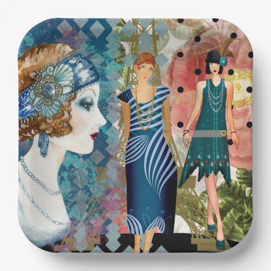 Art Deco Flappers Papieren Bordje (Voorkant)