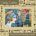 Art Deco Flappers Theedoek<br><div class="desc">Art Deco Flappers Kitchen-handdoek. Wie zegt dat theehanddoeken saai moeten zijn.</div>