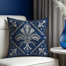 Art Deco Fleur-de-lis Blauw marmer en Parel