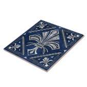 Art Deco Fleur-de-lis - blauw marmer en parel Tegeltje (Zijkant)