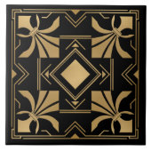 Art Deco Fleur-de-lis - Gouden Tegeltje (Voorkant)