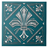 Art Deco Fleur-de-lis - Parel Tegeltje (Voorkant)