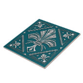 Art Deco Fleur-de-lis - Parel Tegeltje (Zijkant)