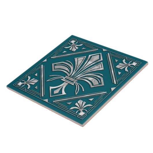 Art Deco Fleur-de-lis - Parel Tegeltje (Zijkant)